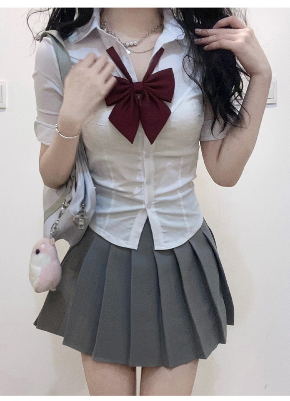 Jk制服夏の新型ストラップウエストjkシャツ泡袖半袖ギャル純欲上着学院風セット|undefined