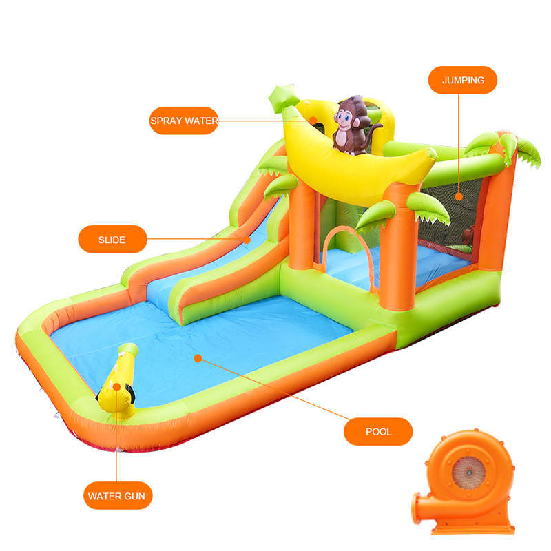 Castillo de tobogán inflable para niños Castillo inflable al aire libre para niños Oxford paño pequeño trampolín inflar rebote