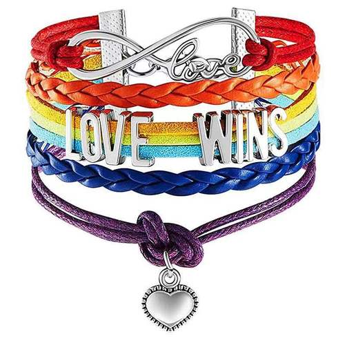 2pcs leather rainbow hand rope letters by hand gay weave multilayer PRIDE rainbow bracelet hand string