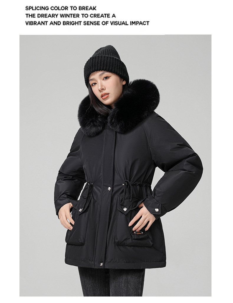 Cross border clothing with padding thickening to overcome women's short 2024 winter new style big fur collar slim fit_voghion.com