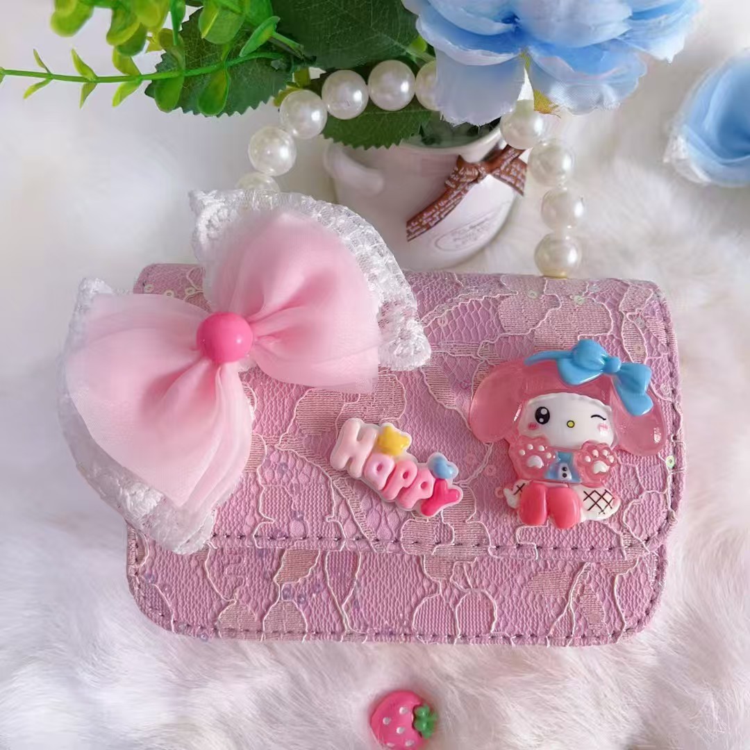 Bolso de perlas, bolso de arco, bolso de princesa Melody, bolso de Año Nuevo, bolso de hombro cuadrado de cadena de niña roja