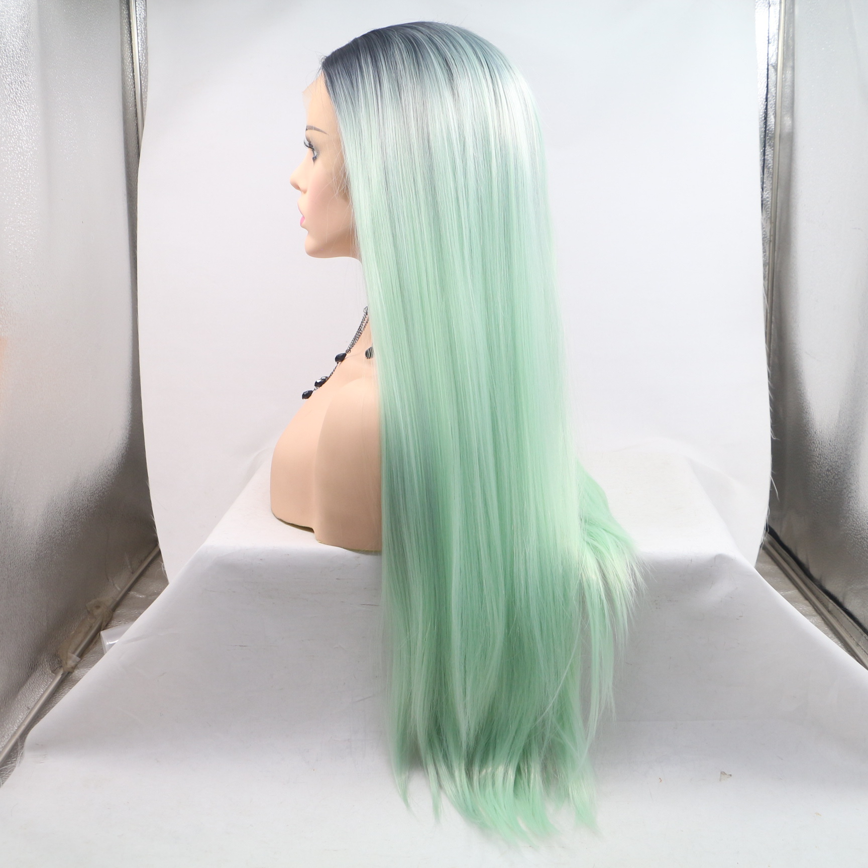 Peluca europea y americana NEWLOOK encaje pelo largo y liso nuevo estilo de moda