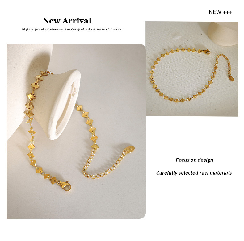 Simple Style Rhombus Stainless Steel Anklet display picture 5