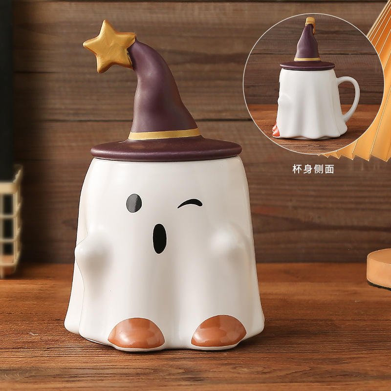 ハロウィンゴーストセラミックウォーターカップマジックファントムエルフマグクリエイティブコーヒーカップ奇妙なカップルカップ|undefined