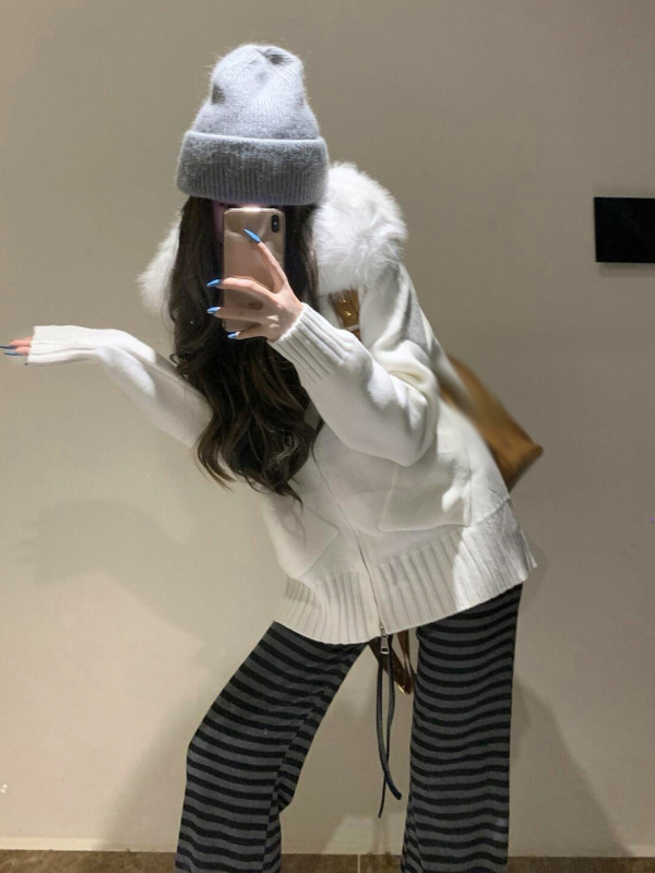 韩系条纹微喇裤女早秋2025新款慵懒风遛弯裤修身阔腿垂感休闲裤子|undefined