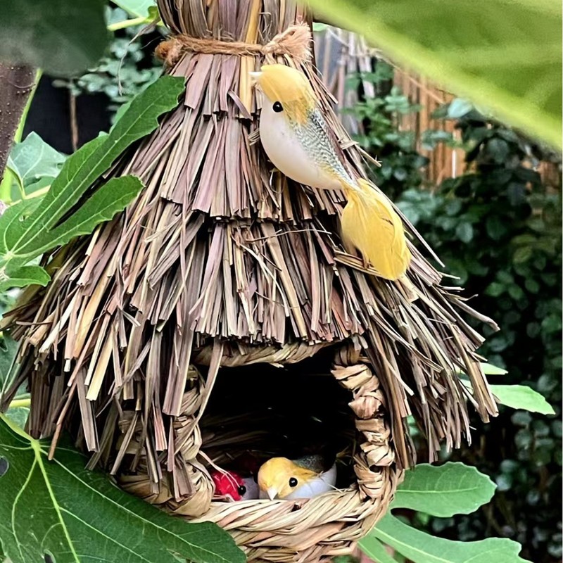 鳥の巣わら編みオウムの巣暖かい鳥の巣わらの巣鳥かご用品具セキセイインコの巣装飾用品|undefined