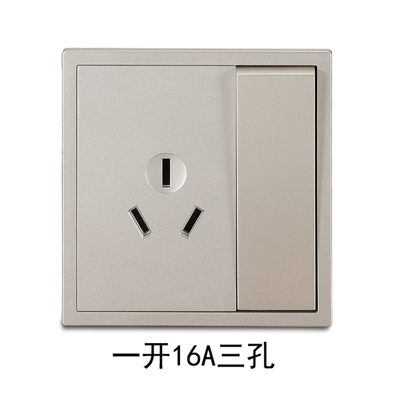 Concealed champagne gold two-three 5-hole wall switch socket 86 USB type USB with double children's lock one-open five-hole socket customized