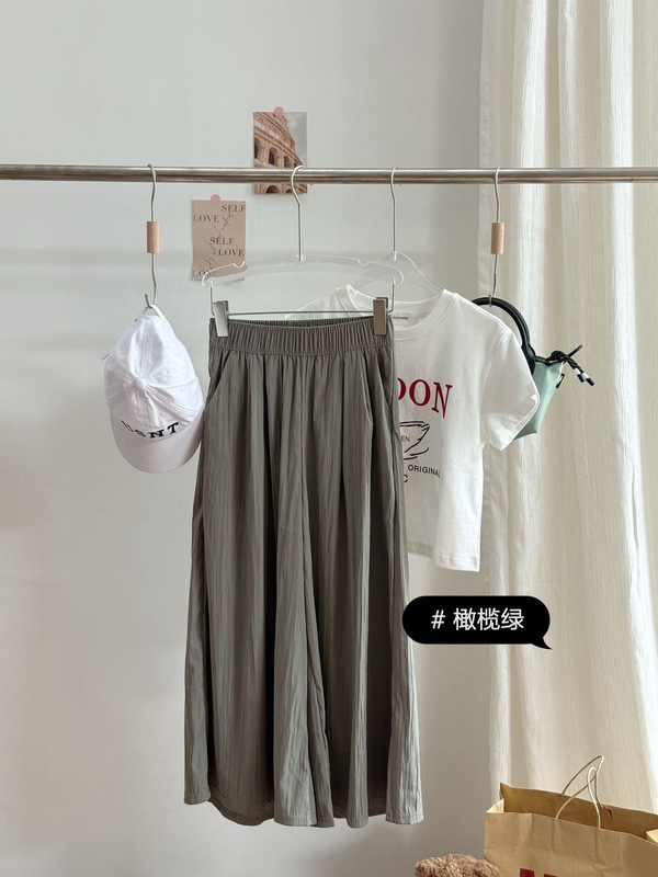 VIVI九色冰淇淋山本裙裤女夏季慵懒风松紧腰宽松休闲阔腿裤|undefined