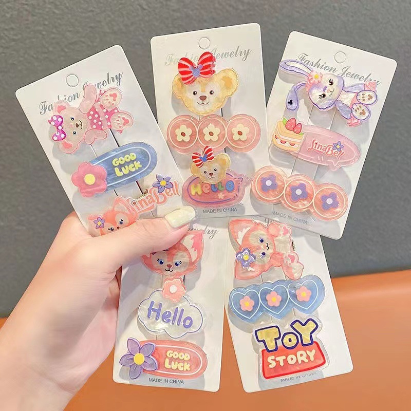 Lina Bell 3-Piece Hair Clip Set: Korean-style Cute Bang Clips, Fringe Holders, and Side Clips—Perfect for Girls' Hairstyles, Trending Online Headwear