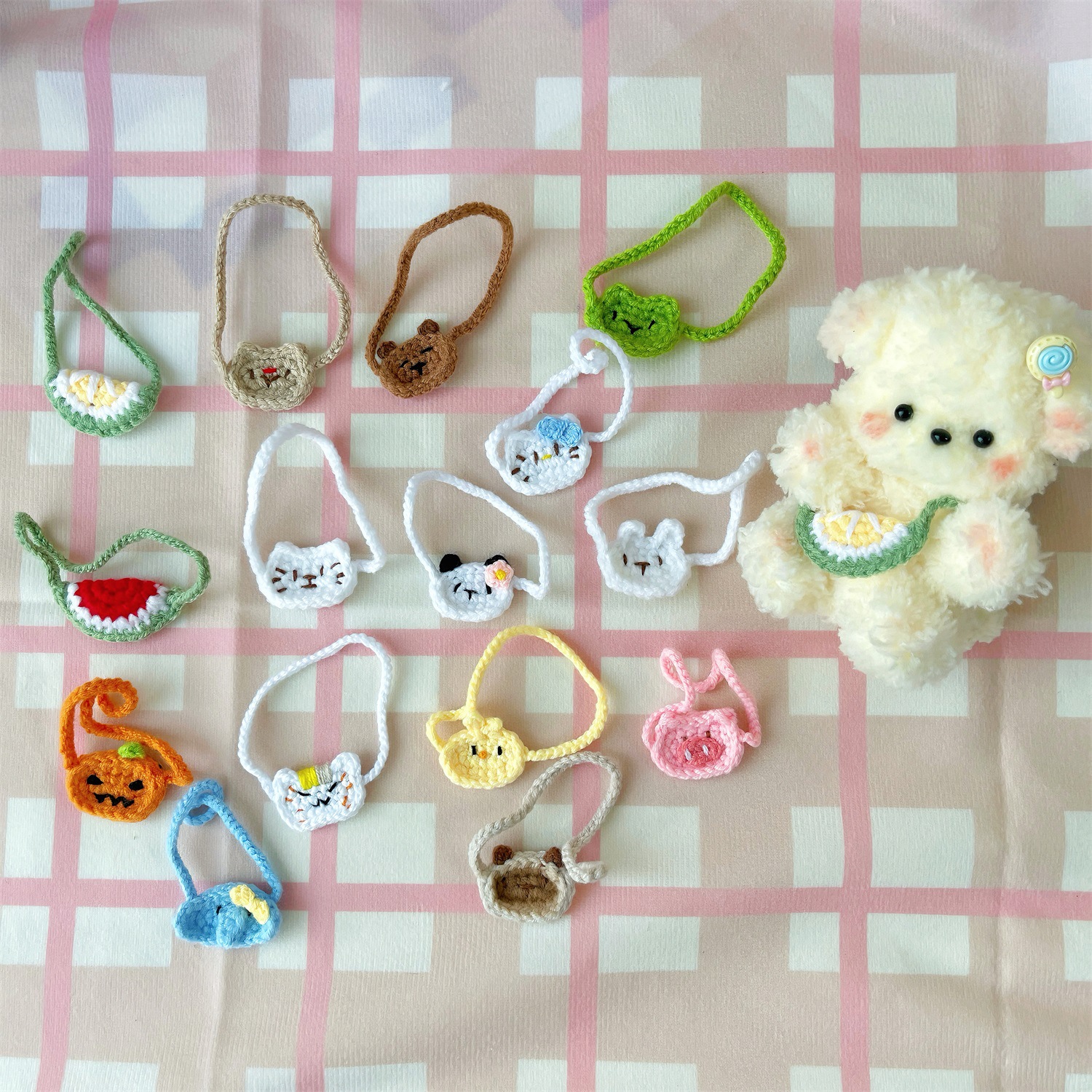 cotton doll doll accessories mini cute small satchel hand-woven wool diy twisted stick puppy accessories