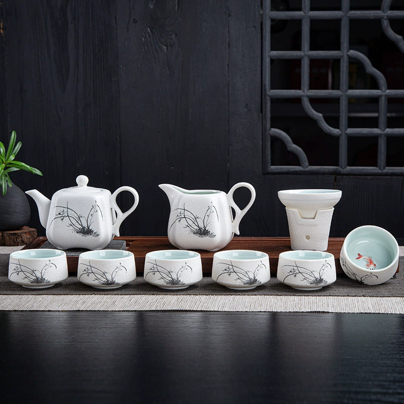Чайный сервиз, керамический заварочный чайник для офиса и дома, с рисунком снежинок, подарок на день рождения