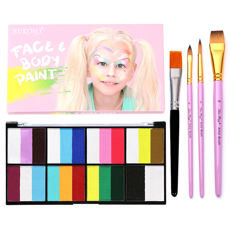 Pintado soluble en agua de 8 cuadros de tres piezas (incluido 1 bolígrafo) 3 bolígrafos morados