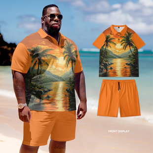 Spring and summer Europe and the United States POLO suit short sleeve men's 3D digital printing plus size daily cross-border foreign trade high street leisure