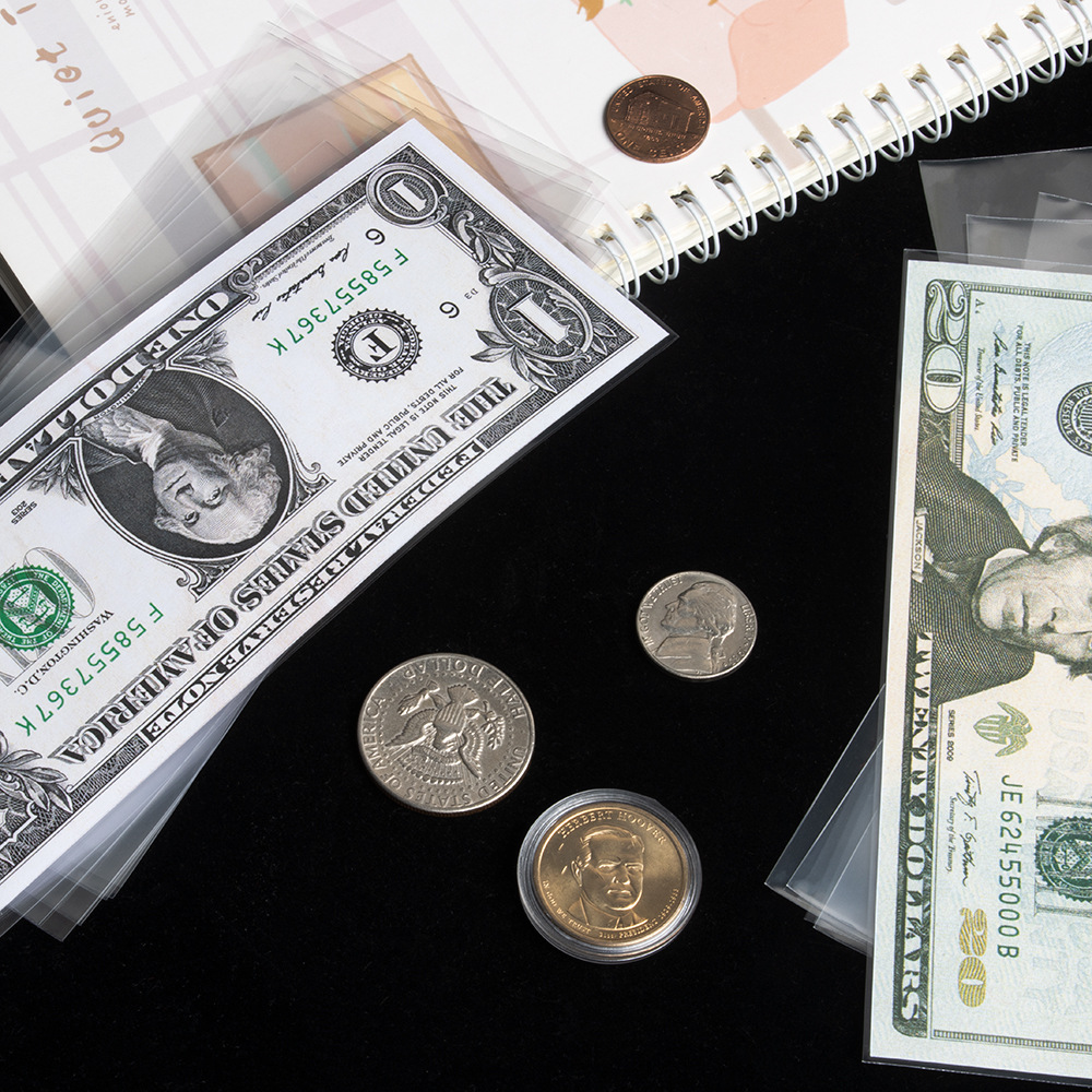 Caja de recolección de billetes conmemorativos transparentes de alta gama, bolsa de protección de billetes, bolsa de protección de billetes al por mayor