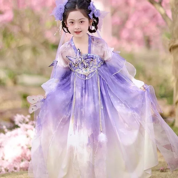 Девушка Hanfu Tang Qi грудь юбка весной и осенью детская древняя принцесса платье маленькая девочка юбка костюм Тан
