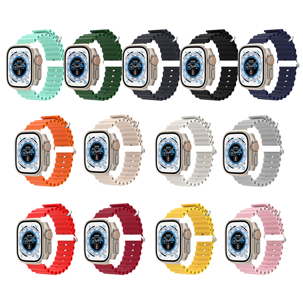 For apple watch8 Ultra Watch Marine Silicone Strap apple Official Double Buckle Strap Spot