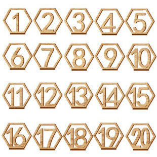Wooden table number plate 1-40 hexagonal hollow digital seat plate Bar Cafe wedding number table plate DIY