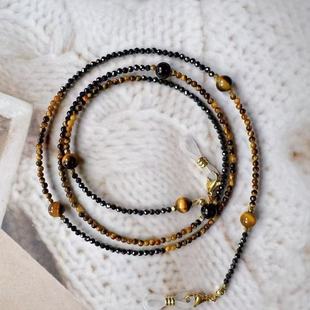 Chinese retro niche handmade beaded tiger eye stone glasses chain hanging chain temperament versatile and high-end handmade accessories