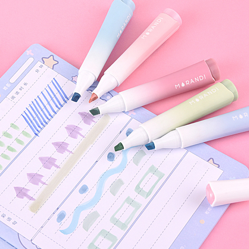 Nuevo producto Serie de palabras ligeras Pluma resaltador Serie degradada Pluma de graffiti marcado para estudiantes de escuela primaria Pluma resaltador ins de alto valor