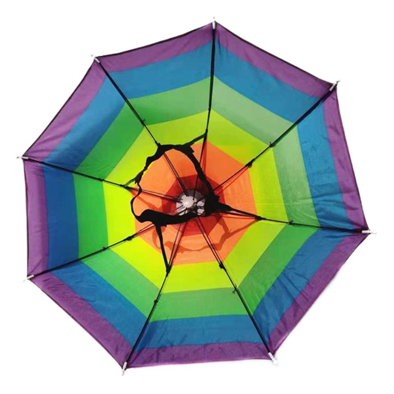 Fishing Umbrella Hat, Umbrella, Outdoor Overhead Sun Protection, Sunshade, Tea Picking Umbrella Hat, Fisherman Hat, Color Strip, One Size Fits All Wholesale