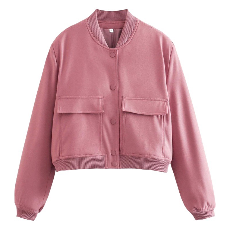2023 Summer new wholesale cross-border 2023 spring European and American style women's big pocket jacket stand collar coat women
