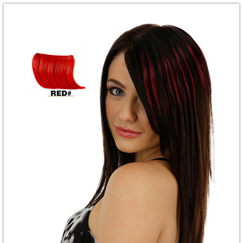 Wigs with colored bangs, colored straight hair wigs, highlights and gradient hair extensions, hair extensions