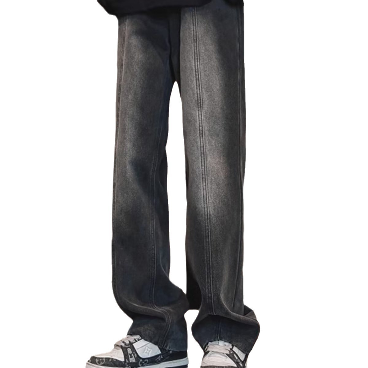 American High Street Jeans para hombre otoño nuevo estilo suelto casual pantalones de pierna recta pie cremallera pantalones de diseño sin bordes