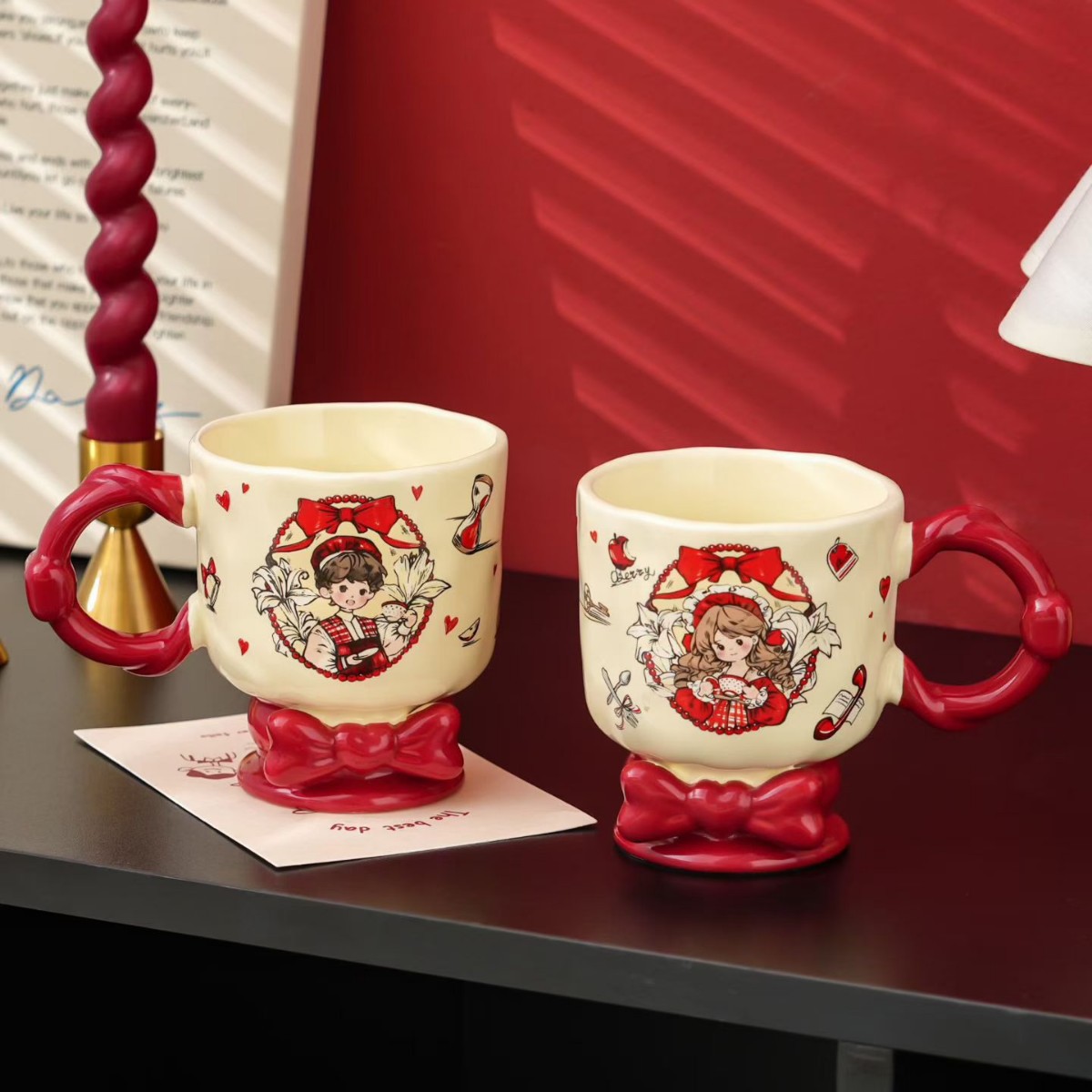 Personalidad creativa de cuento de hadas tejiendo sueños de dibujos animados tazas de cerámica pareja tazas de regalo de alto valor de cara tazas de regalo