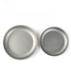 戶外便攜純鈦果蔬菜碟盤圓盤家用圓形鈦盤淺盤鈦合金餐具野營用品