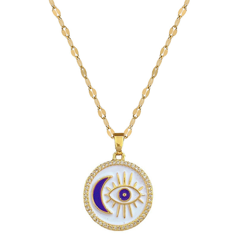 1 Piece Fashion Eye Stainless Steel Copper Plating Zircon Pendant Necklace_colorza_7