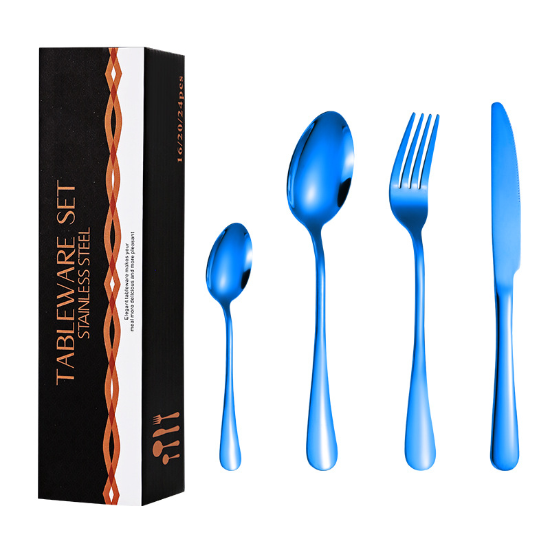Amazon popular vajilla de acero inoxidable occidental 16 piezas traje 1010 cuatro piezas principales cuchillo, tenedor y cuchara traje de caja de regalo transfronterizo
