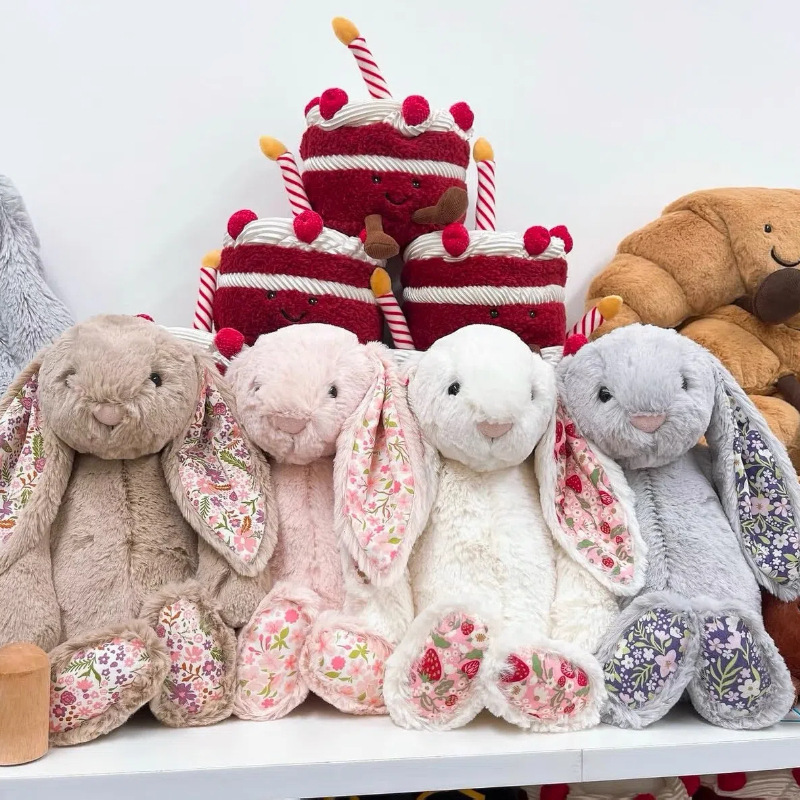 British Je Easter Floral Fabric Strawberry-Eared Shy Bonnie Rabbit Plush Toy Intimate Doll Teddy Bear Doll British Je Easter Floral Fabric Strawberry-Eared Shy Bonnie Rabbit Plush Toy Intimate Doll Teddy Bear Doll