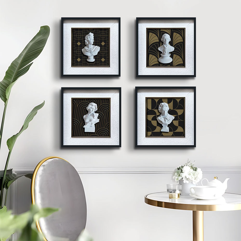 Decoración de sala de estar minimalista pintura porche pasillo dormitorio mural David tallado Jane Ou arte retro pintura creativa colgante