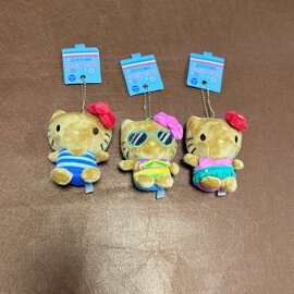 夏威夷限定新HelloKitty黑皮包包挂件毛绒可爱公仔挂饰玩偶钥匙扣