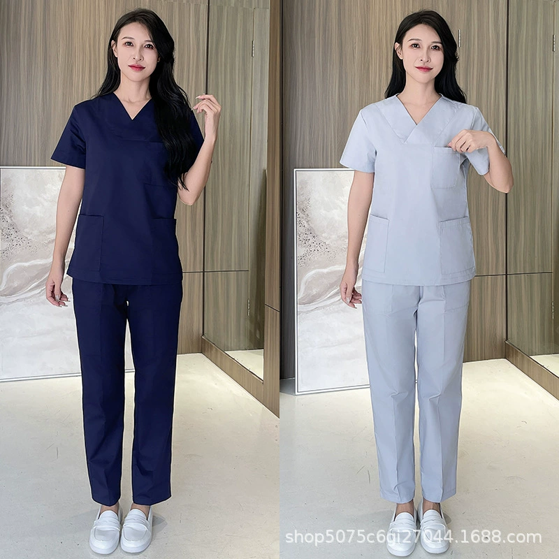 Женский изоляционный халат с короткими рукавами и плоским воротником, хирургический комплект спецодежды для врача, красоты, стоматологической больницы