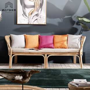 Ins Rattan Chair Three-Person Sofa Combination Chair Nordic Indoor Balcony Black Casual B & B Rattan Simple Rattan Chair