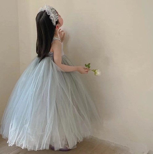 Summer New Children's Formal Gown Net Lace Princess Dress Fluffy Stylish Girls' Dress Stage Performance Dress Wedding Dress