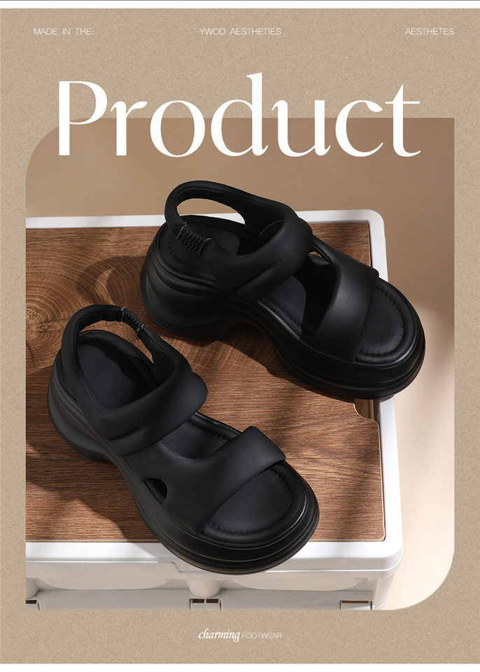 Dép sandal nữ đế xuồng cao 8 cm mùa hè 2025 phong cách đa năng — JST 7187 Trắng, JST 7187 màu đen chi tiết 3