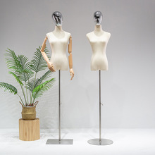 服装店半身女模特架子橱窗婚纱模特道具人台展示架全身假人电镀头
