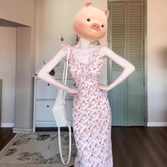法式甜美小飞袖吊带碎花连衣裙子女夏季2025新款海边度假气质长裙
