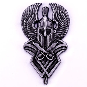 Retro style Knight helmet wings metal badge Viking enamel pin