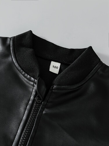 Boys 'black thin jacket trendy zipper fashionable casual simple daily all-matching PU leather coat