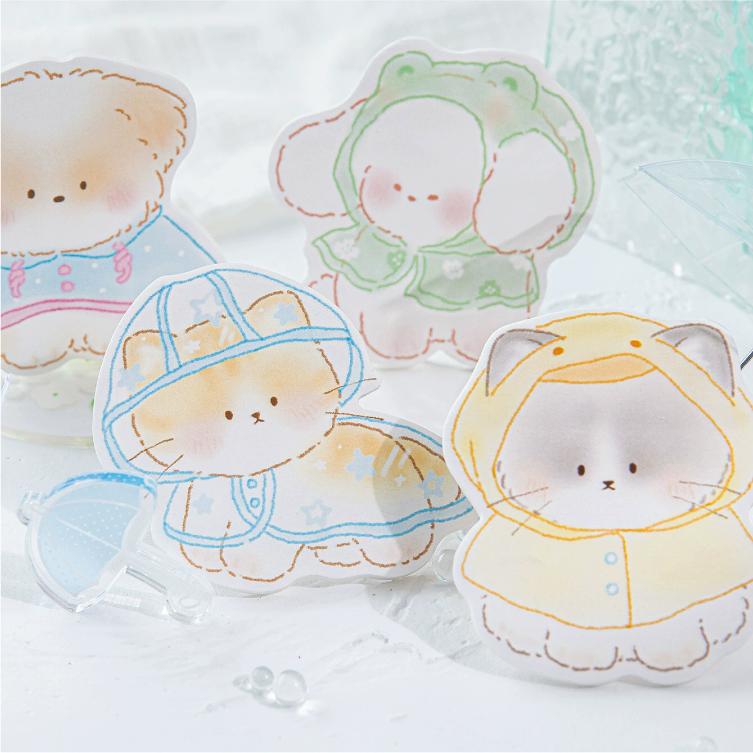 Momo special-shaped sticky notes, raincoat and cute claw set, cute pet pattern, student office message note paper
