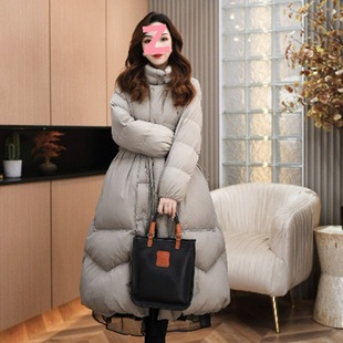 【2024】Korean Style New Design Thickeneded Loose Jacket Fashionable Hooded Long Autumn and Winter down Jacket Gray