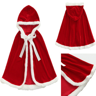 Christmas Short with Red Fur Cape Small Cape Children's Adult Holiday Costume Five Days Costume Party Celebration