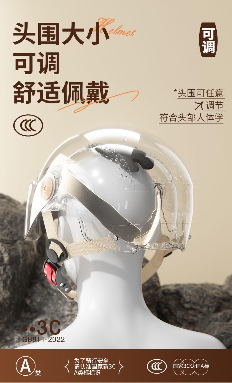 National Standard Certified Class a Electric Vehicle Helmet for Men, Summer Sun Protection, All-Season Universal Half Helmet for Motorcycles and Electric Bikes
