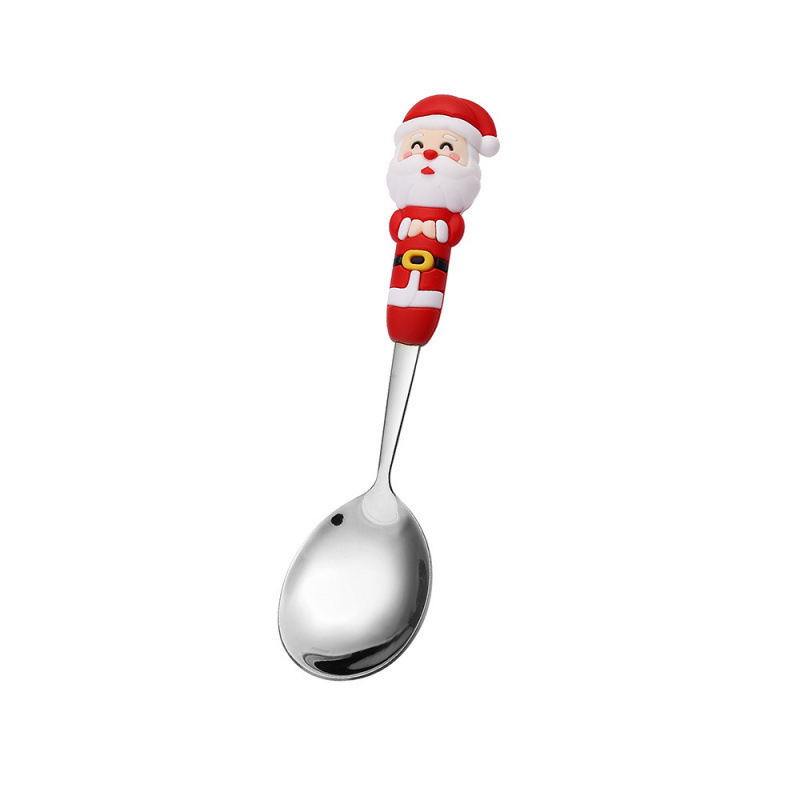 クロスボーダークリスマスカトラリーセットクリエイティブカトラリースプーンデザートスプーンフォーク漫画サンタスプーンフォークギフトボックス|undefined