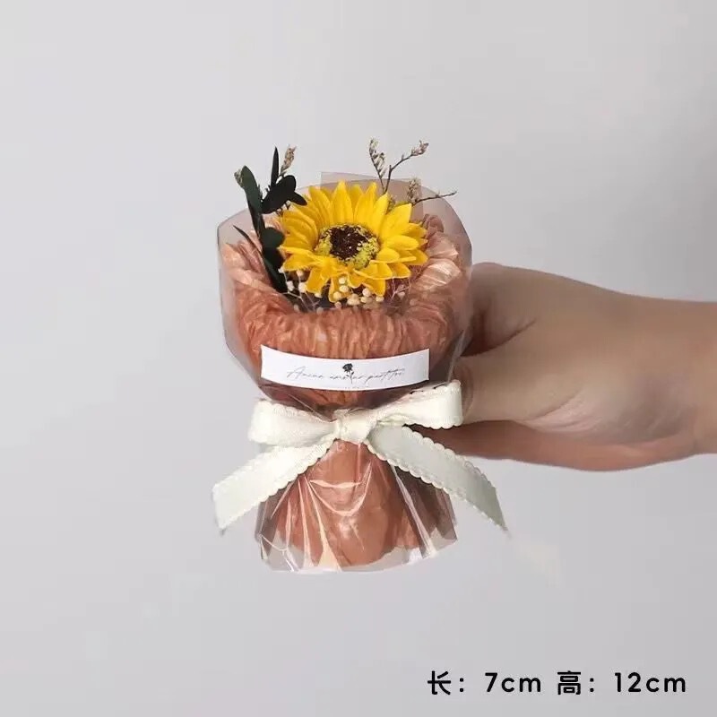 七夕教师节礼物迷你口袋见面小花束玫瑰向日葵永生花仿真花伴手礼|undefined