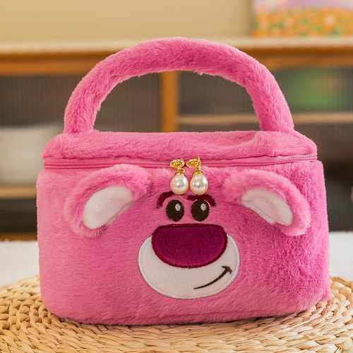 2024 New Plush Toy Bucket Bag Girls Niche Design Cosmetic Bag Girl Heart Gift Handbag Wholesale