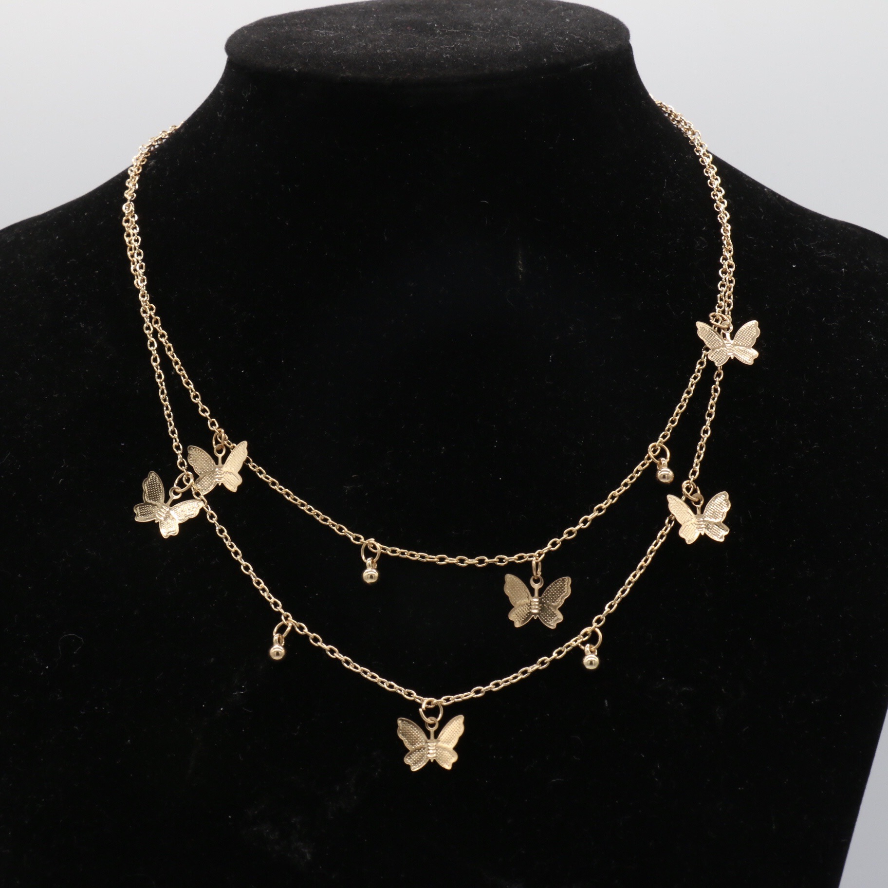 Elegant Simple Style Butterfly Zinc Alloy Plating Women's Double Layer Necklaces display picture 10